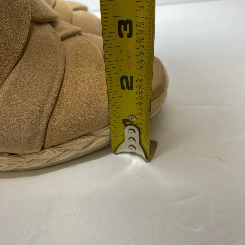 New Vince Gilian Braided Strap In Blonde Suede Espadrille Wedge Sandals Size 8